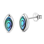 Abalone Lens Shaped Silver Earrings, e351st